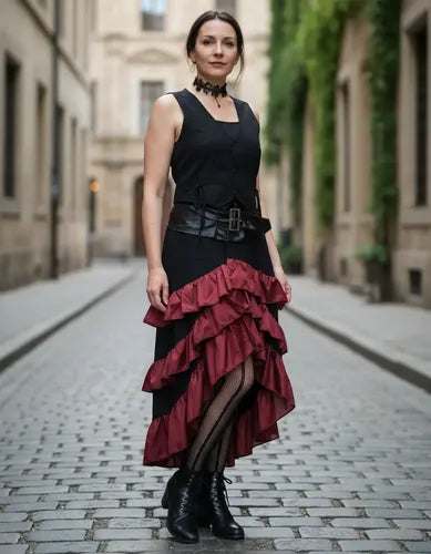 Falda negra de estilo gótico victoriano ideal para cosplay