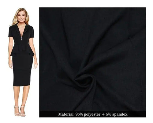 Vestido Negro Peplum Oficina Cóctel Va 334