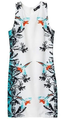 Vestido Asos Blanco Estampado Forrado Vd 23 Blanco M