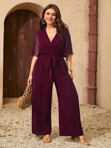 Entero Jumpsuit Talla Grande Con Cinturón Vg 121
