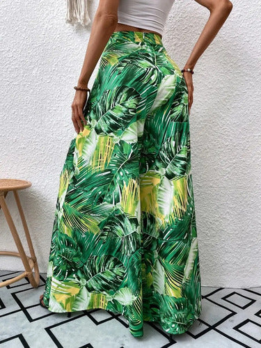 Pantalón Estampado Mujer Cintura Alta Pierna Ancha Pt 10