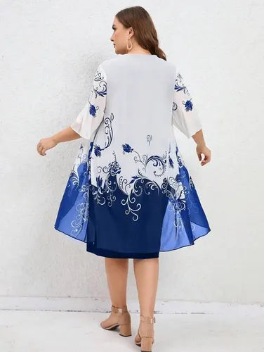 Vestido Fiesta Talla Grande Estampado Floral Vg 131
