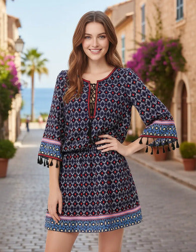 Vestido Corto Verano Casual Playa Ep 53c Azul 6