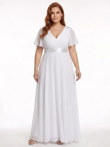 Vestido largo blanco de novia talla grande en gasa