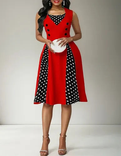Vestido Vintage Pin Up Rojo Burdeo Va 407