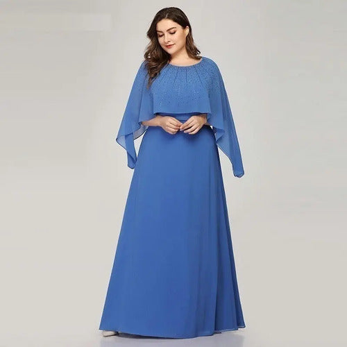 Vestido Fiesta Largo Mujer Adulto Talla Grande  Ep 170 Azul Acero 20