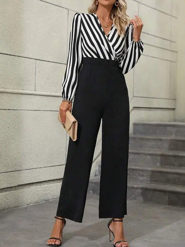 Entero Jumpsuit Mono Escote Cruzado Fiesta  El 191 Negro M