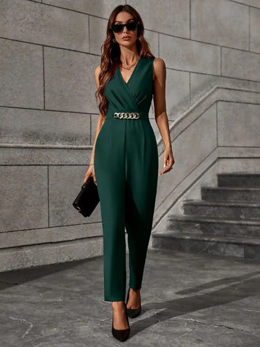 Entero Jumpsuit Mono Negro Fiesta Cadena El 123