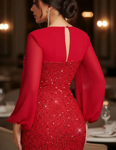 Vestido Fiesta Lentejuelas Forrado Vl 75