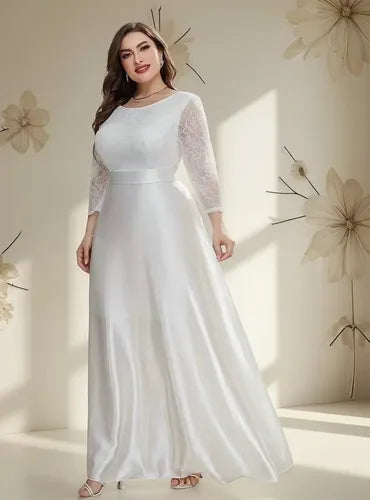 Vestido Novia Largo Blanco Talla Grande Ns 09 Blanco 4xl