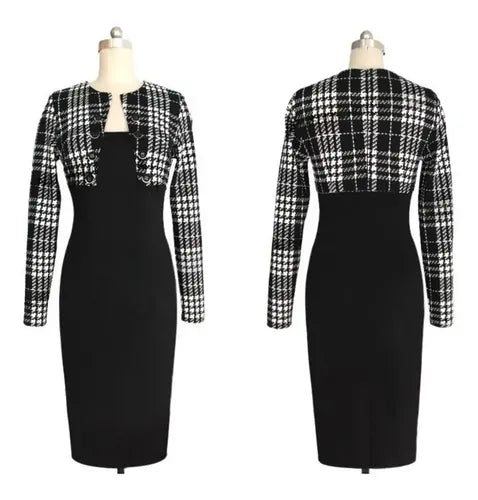 Vestido Para Oficina O Cocktel Fiesta Formal Ajustado Va 99 Negro 2xl