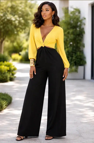 Entero Jumpsuit Mono Escote V Pierna Ancha El 152