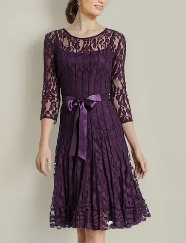 Vestido Purpura De Encajes Ve 61 Violeta 40