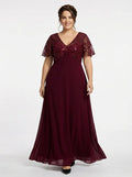 Vestido largo de fiesta gasa multicolor talla grande