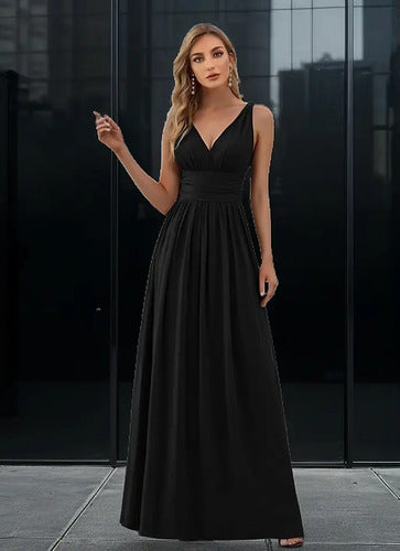 Vestido Fiesta Gasa Escote V Graduación Matrimonio Ep 07