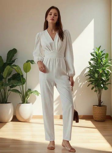 Entero Jumpsuit Mono Fiesta Novia Civil Enterito El 214 Blanco S