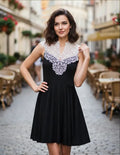 Vestido Negro Encaje Blanco Va 67 Negro L