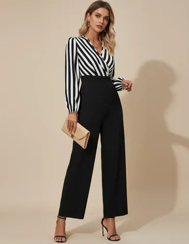 Entero Jumpsuit Mono Escote Cruzado Fiesta  El 191 Negro M
