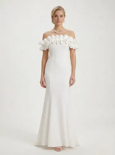 Vestido de novia sirena con cuello bote