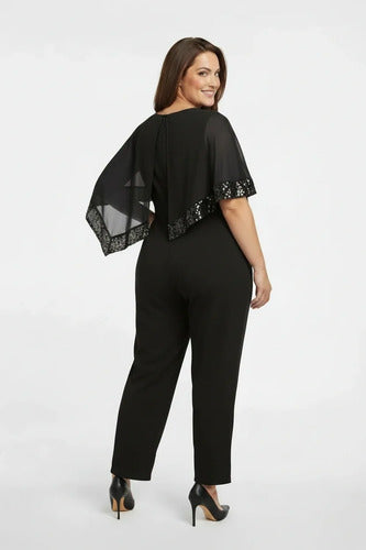 Mono talla grande azul y negro manga murciélago