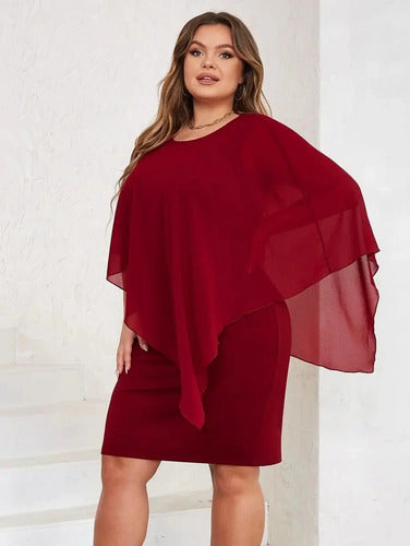 Vestido Fiesta Talla Grande Manga Capa Vg 132