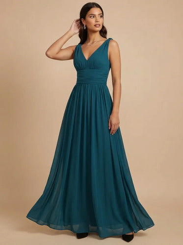 Vestido de gasa largo hombros descubiertos