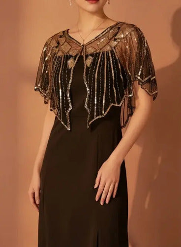 Bolero Fiesta Chal  Lentejuelas Capa De Fiesta Accesorio P03