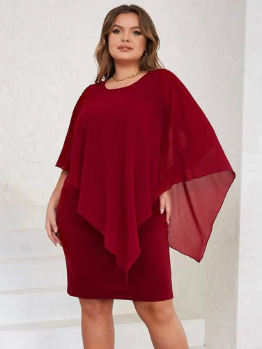Vestido Fiesta Talla Grande Manga Capa Vg 132