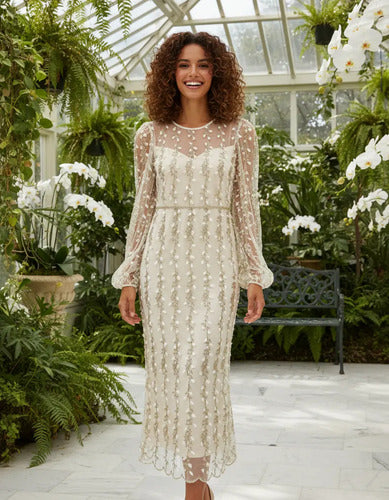 Vestido De Fiesta Novia Civil Mangas Va 461