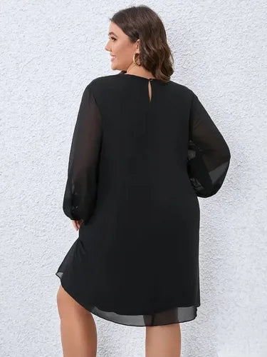 Vestido Fiesta Talla Grande Túnica Manga Larga Vg 129