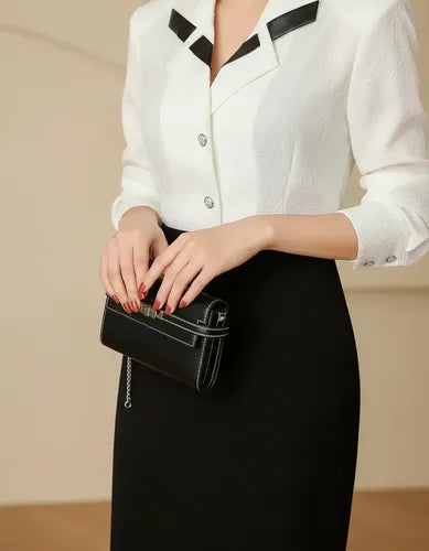 Vestido Conjunto 2 Piezas Blusa Falda Cóctel Hq 21 Blanco Xl