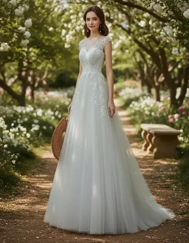 Vestido De Novia Floral Lentejuelas Nf 08