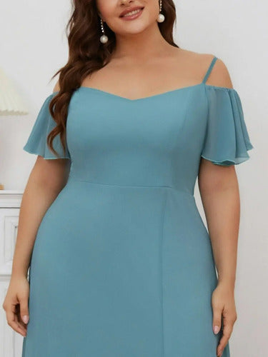 Vestido Fiesta Largo Talla Grande Hombros Descubierto Ep 198