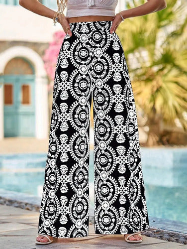 Pantalón Delpilar Mujer Pierna Ancha Cintura Alta Pt 06