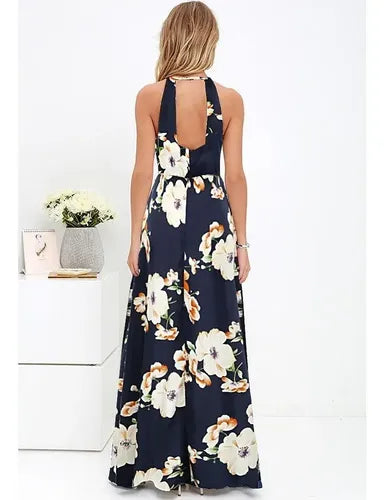 Vestido Azul Maxi Largo Bohemio Playero Vd 83