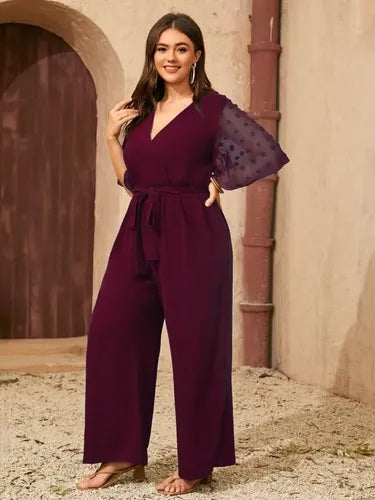 Entero Jumpsuit Talla Grande Con Cinturón Vg 121