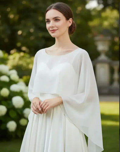 Bolero Capa Novia Gasa Chal Tapado Fiesta Bb 03