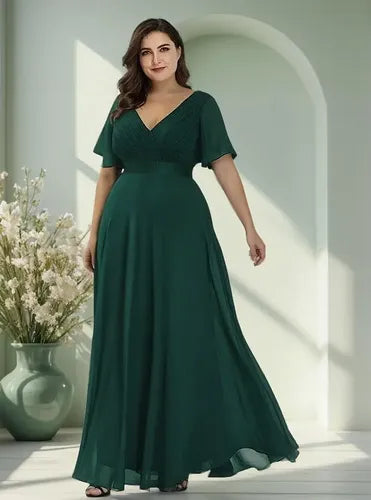 Vestido Fiesta Largo Burdeo Azul Talla Grande 18 20 22 Ep 16