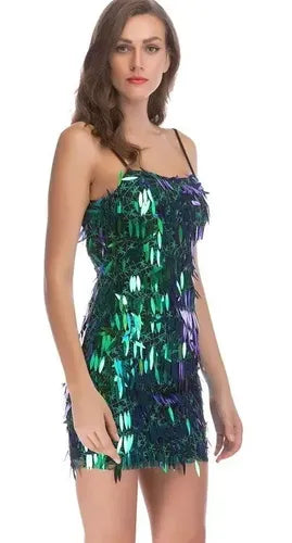 Vestido Fiesta Lentejuelas Verde Corto Graduacion Vl 20 Verde L