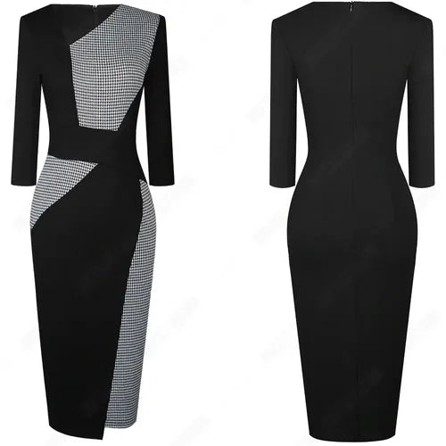 Vestido Formal Oficina Coctel Negro  Va 423