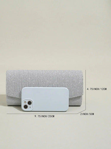 Cartera Clutch Brillosa Delpilar Ct 13 Mujer Noche