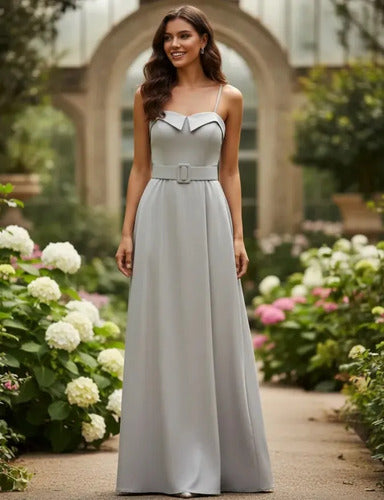 Vestido De Fiesta Largo Graduación Con Cinturón Td 30