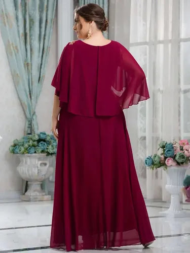 Vestido Fiesta Largo Talla Grande Manga Capa Ep 438