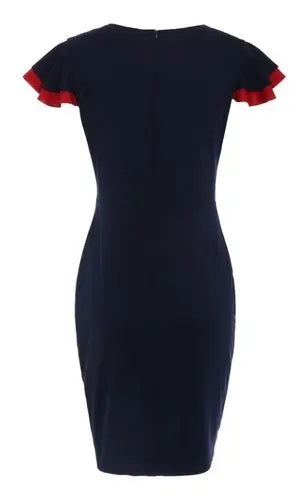 Vestido Formal Azul Marino Oficina Modelo Va 336 Azul L