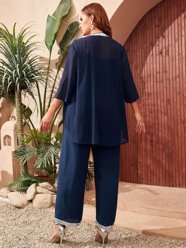 Vestido Entero Palazzo Jumpsuit Talla Grande 2 Piezas Vg 206