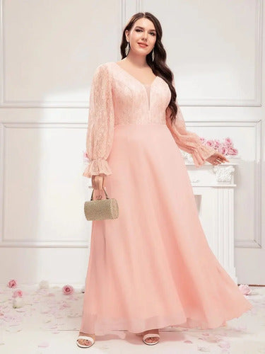 Vestido Fiesta Largo Matrimonio Talla Grande Ep 431