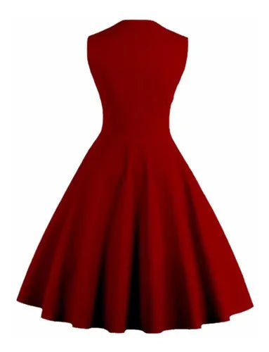 Vestido Vintage Pin Up, Burdeo Años 50 Tallas Grandes Va 207