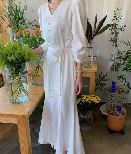 Vestido Formal Blanco Novia Civil Cóctel Nc 04 Blanco M