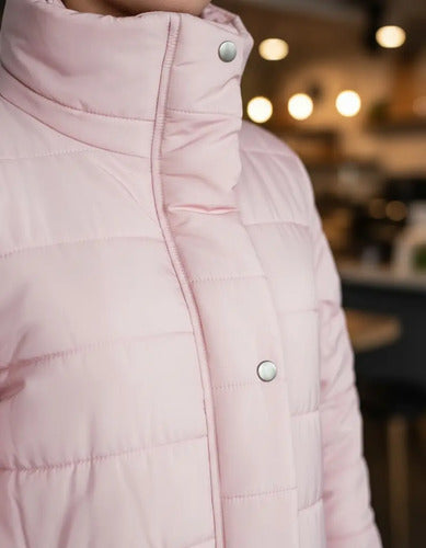 Parka Mujer Rosada Cuello Alto Rosa M