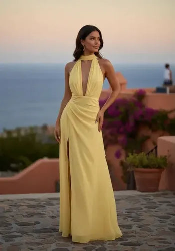 Vestido Largo Delpilar Va 543 Escote V Fiesta Mujer